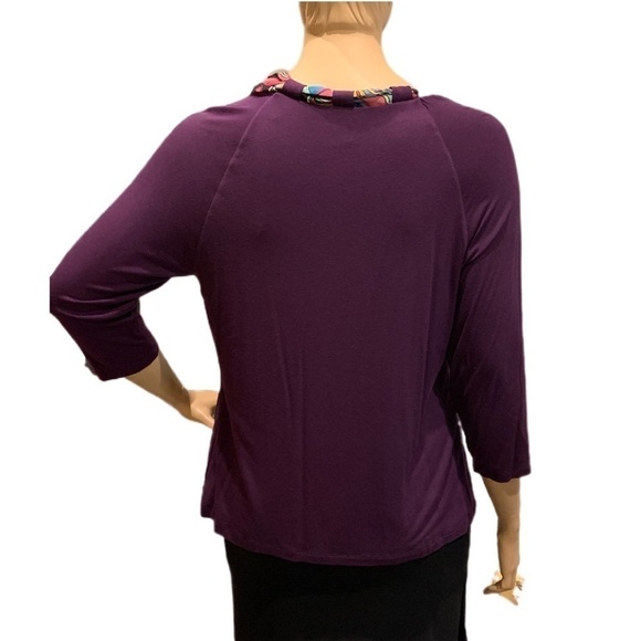 IGIGI Jersey 2 Pc. Top & Scarf Plus Size 18/20 Purple & Multi 3/4 Sleeves NWOT - Picture 8 of 10